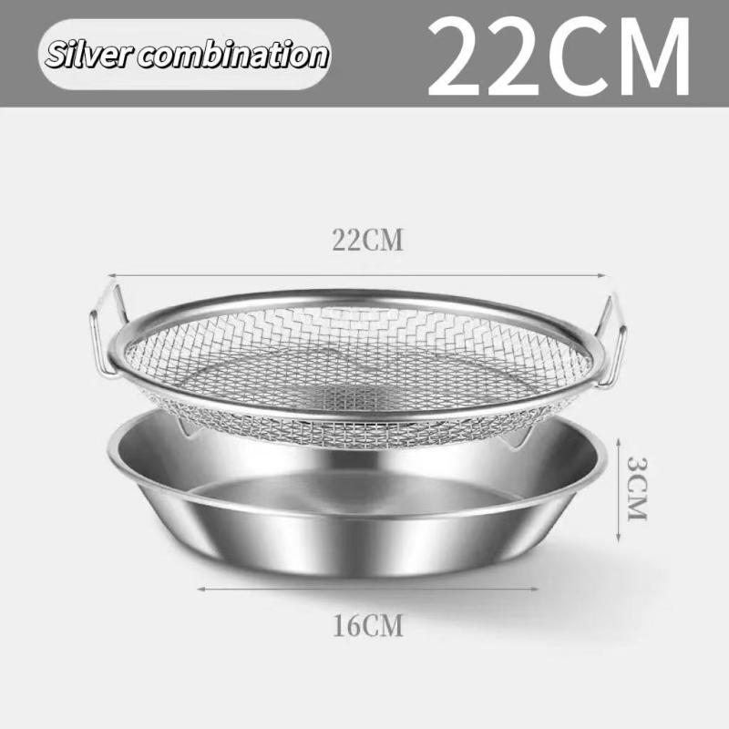 New 2026 Food-grade Kitchen Oil Filter Tray Stainless Steel Mesh Frying Drain Pan Strainer Colander