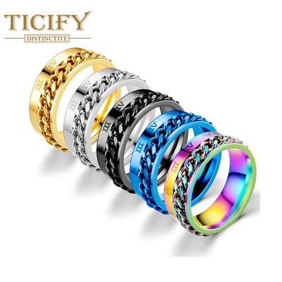 Anelli a catena rotanti in acciaio al titanio Anello digitale maschile europeo e americano retrò romano