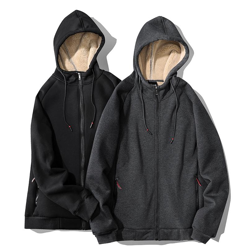 Vinter Förtjockad Huva Bomull Vinter Plus Kashmir Herr Casual Lammkashmir Plus Size Hoodie Plyschkappa