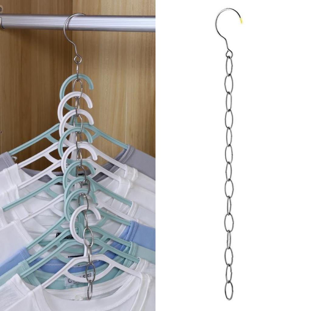 14-Hook Clothes Hanging Chain 50cm for Closet Organization and Saving Garment Storage