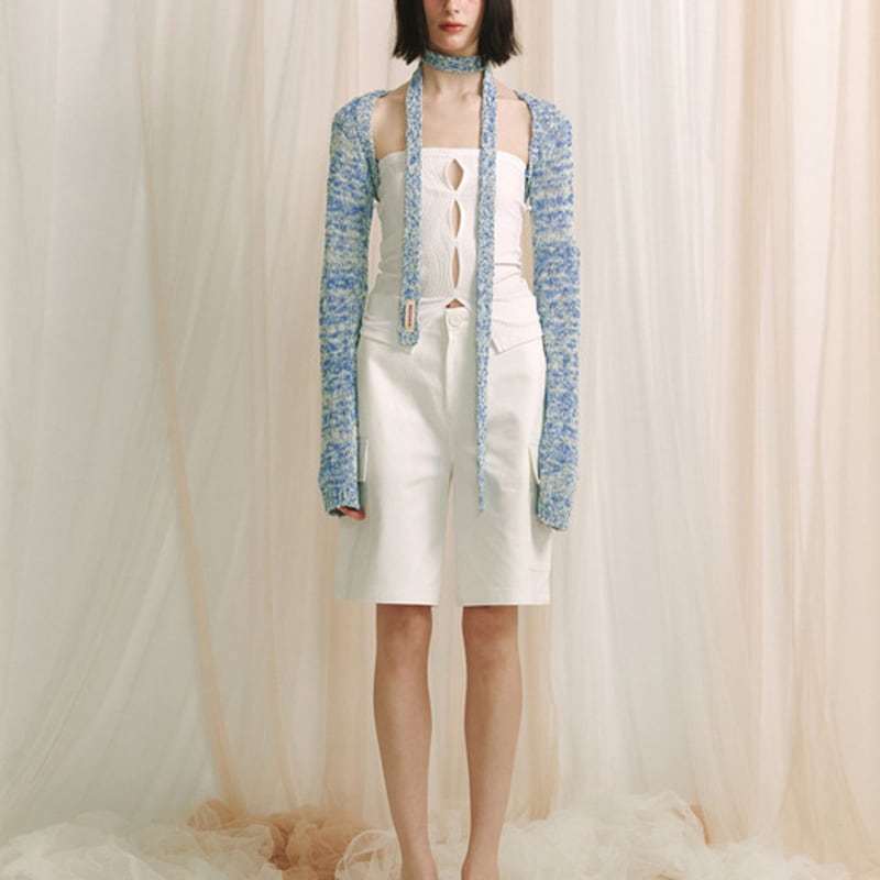 MEENDERI SLUB KNIT LONG SCARF - SKY BLUE