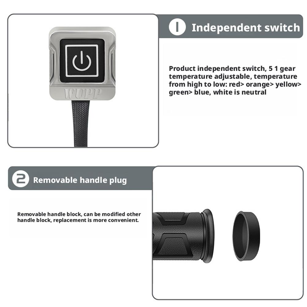 Upgraded Motorcycle 12V Hand Warmer Grip Smart Temperature Control Adjustable Hot Grip Handle Waterproof ATV Handlebar Heater