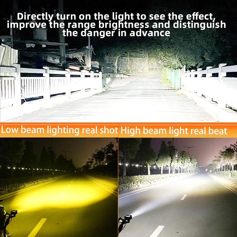 Motorrad LED Linsenscheinwerfer Doppellinsen Zusatzscheinwerfer OffRoad ATV Nebelscheinwerfer Weiß Gelb Hallo/Abblendlicht Mini Fahrlicht