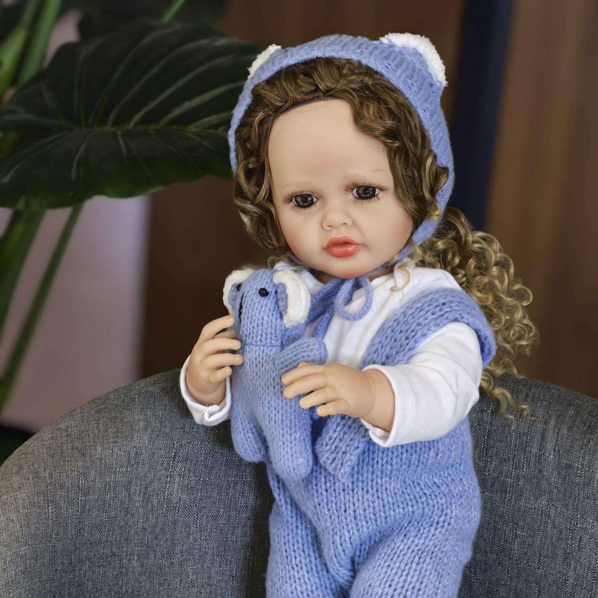 Модные кудри Baby Reborn Girls Dolls 55 см Силиконовые куклы Reborn всего тела — фото 8