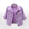 Giacca di Jeans Colorata da Donna Corta Coreana Larga a Maniche Lunghe Top da Studente Taglia Plus