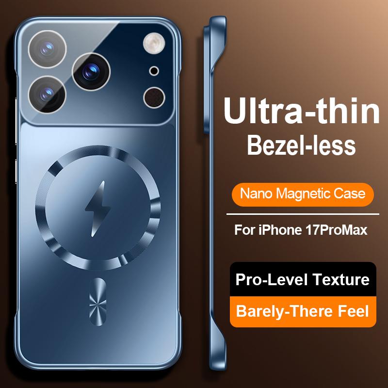 Custodia Magnetica Senza Bordi Ultra Sottile Per iPhone 17 Pro Max 16 15 14 13 Pro Max 12 11 Lusso Protezione Lente Placcatura Cover Rigida in PC per Telefono