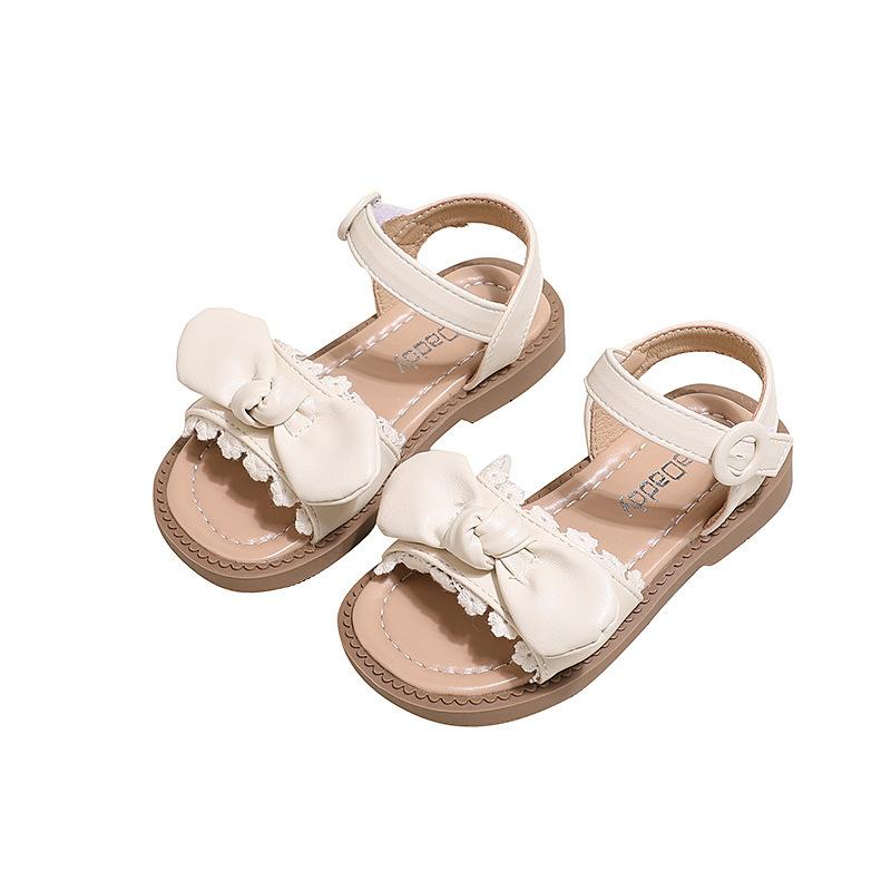 Nová holčička Sandál léto Sladké děti Věcná princezna motýlek ploché sandály Módní sandály s otevřenou špičkou pro děti s měkkým dnem