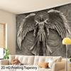 2D Grey Archangel Statue Tapestry Aesthetic Room Background Decor