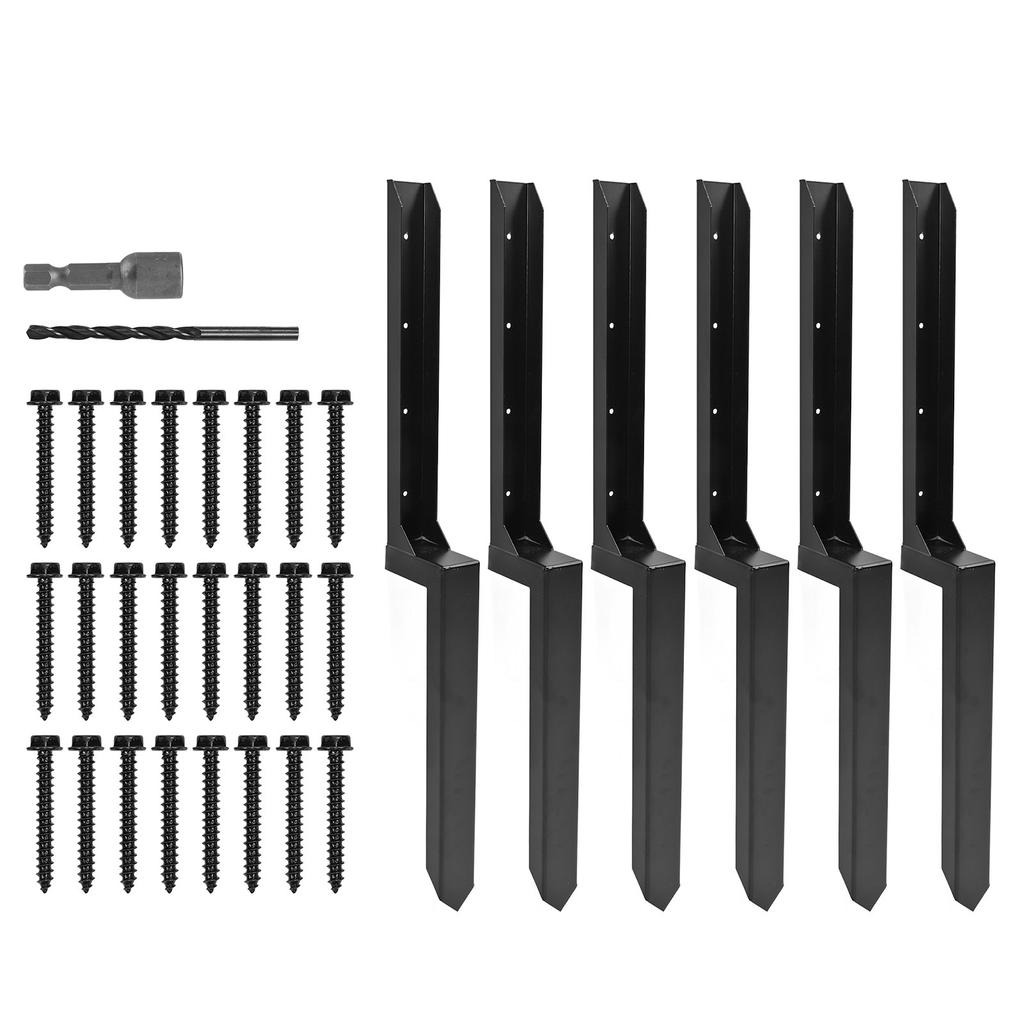 Steel Fence Post Stakes Kit Heavy Duty Steel Post Ground Spike for Repairing Tilted Broken Wood Fence