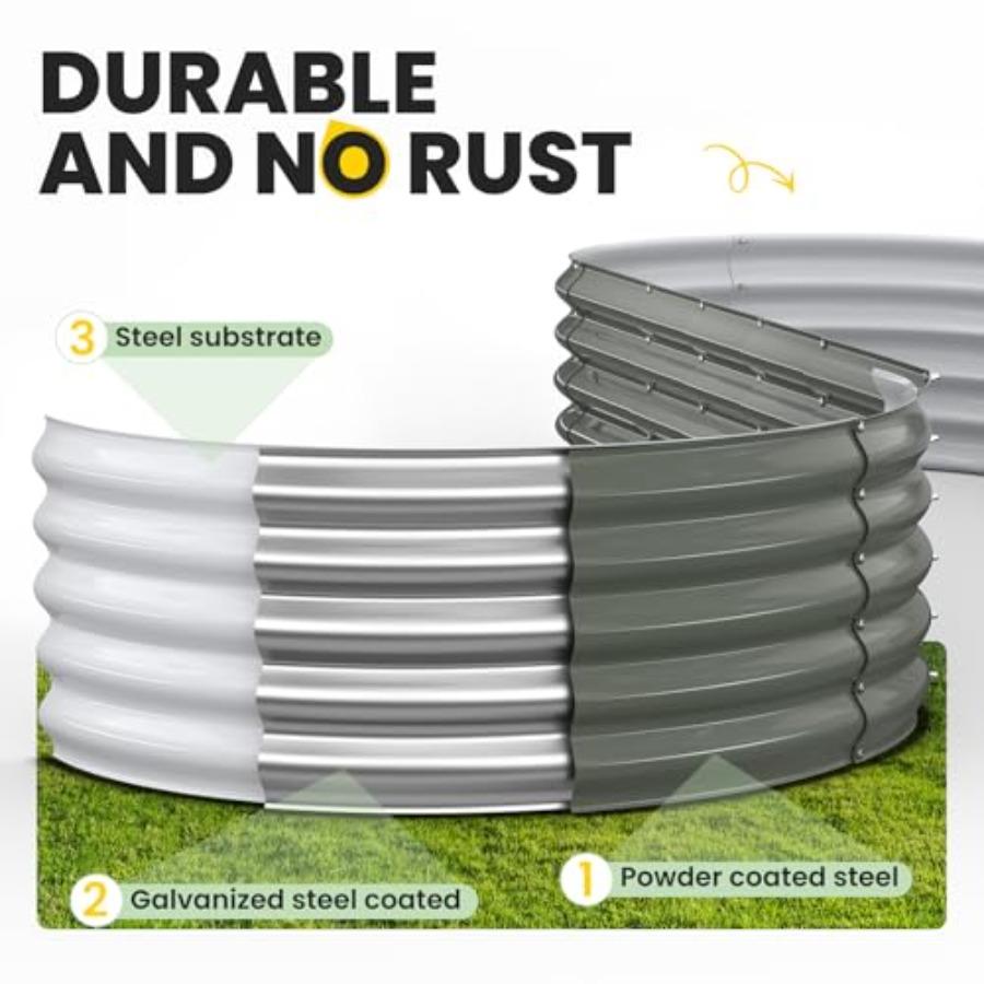Oval Galvanized Steel Raised Garden Bed 8x2x1.5 FT Outdoor Planter Box for Vegetables Herbs Flowers with Open Bottom Rust-Resis