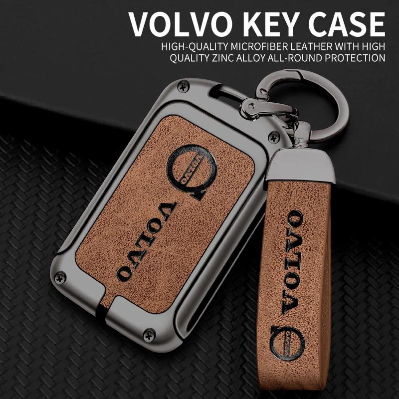 Zinc Alloy Leather Car Remote Key Case Cover Shell for Volvo S60 S90 XC40 XC60 XC90 V60 V90 C40 2017 2018 T5 T6 T8 Polestar 1 2