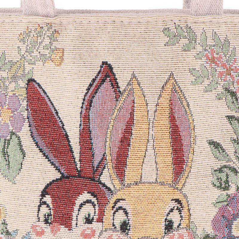 Embroidery Canvas Bag Cute Butterfly Rabbit Peony Tote Bag Small Shoulder Traveling Pouch Handbag Grocery Storage Bag