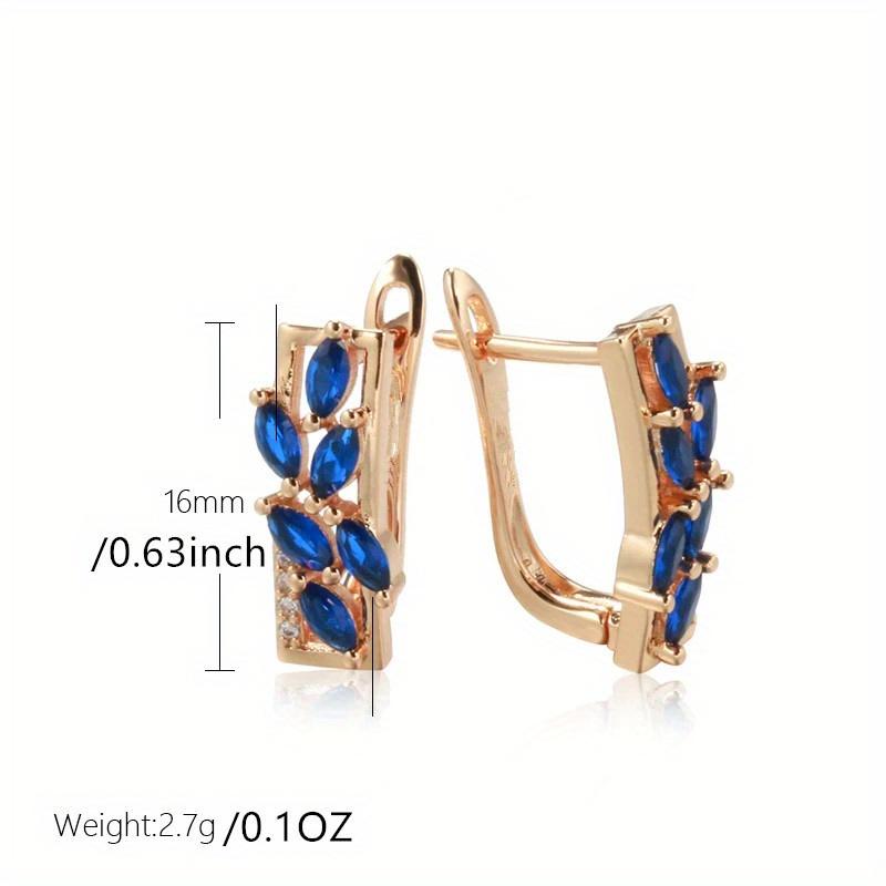 1 пара квадратных серег с голубым листом и цирконием для женщин — фото 6