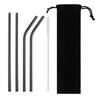18/10 Stainless Steel Reusable Straws Gold Drinking Straw Set Mteal Straw Coffee Party Bar Straw With Cleaner Brush Portable Bag
