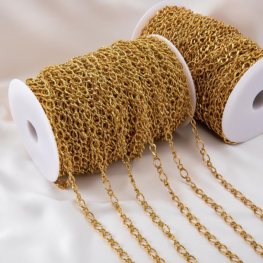 No Fade 2M 1M 0.5M Stainless Steel Twisted Circular Link Chain Thick Grinding Chains for DIY Necklaces Bracelets Jewelry Making