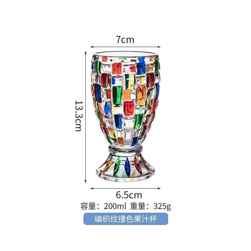 European-style Hand-painted Stained Glass Candy Jar Woven Pattern Fruit Bowl Contrast Vase Painted Juice Cup Whiskey Glass