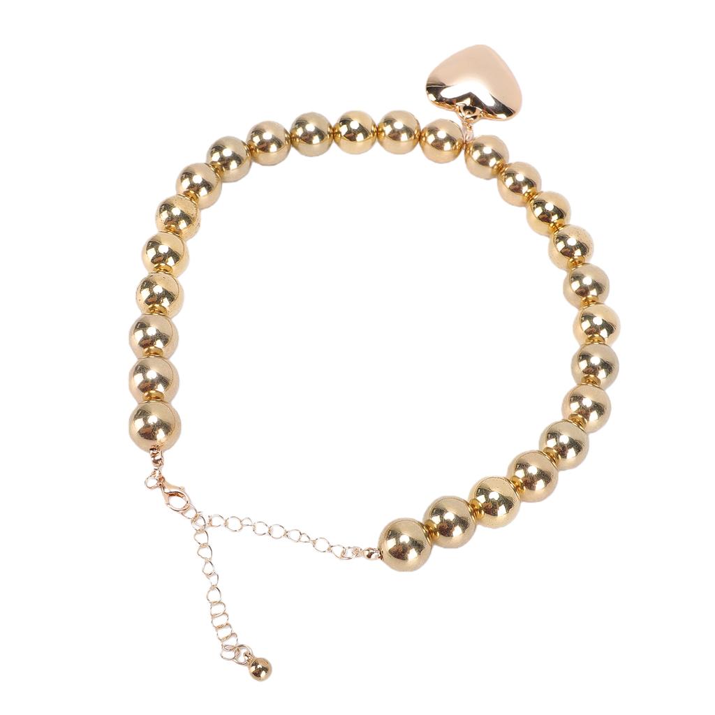Large Bead Necklace Heart Shape Pendant Chunky Chain Necklace Collar Chain for Women Party Anniversary Gold