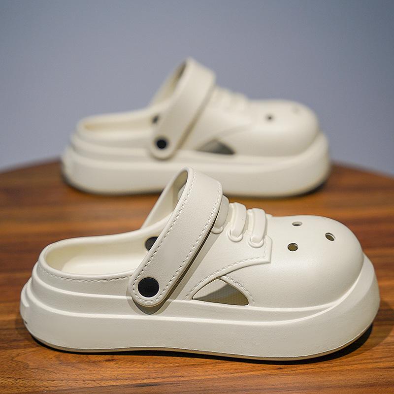 Fashion Couple'S Heightening Bag Head Hole Shoes Are Breathable, Light And Non-Slip, And Two Large-Size Slippers Are Worn Outdoors At Home.