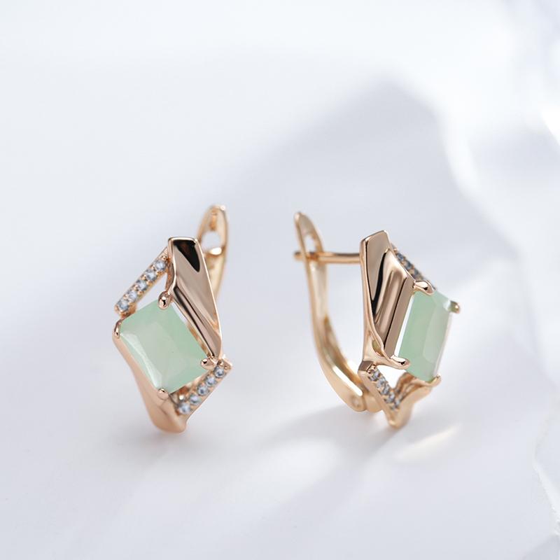 New Square Emerald Cut Zircon Drop Earrings For Women Luxury  Rose Gold Color Earrings Trend Wedding Fine Daily Jewelry