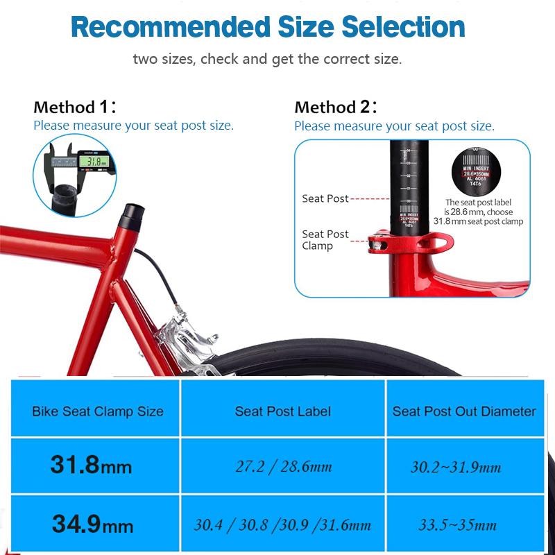 Pince de tige de selle de vélo en alliage d'aluminium à dégagement rapide, verrouillage de selle pour vtt 31.8mm 34.9mm