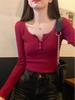 Women's U-Neck Long-Sleeve Shirt: Grey, Simple & Versatile - Perfect Autumn 2025 Base Layer