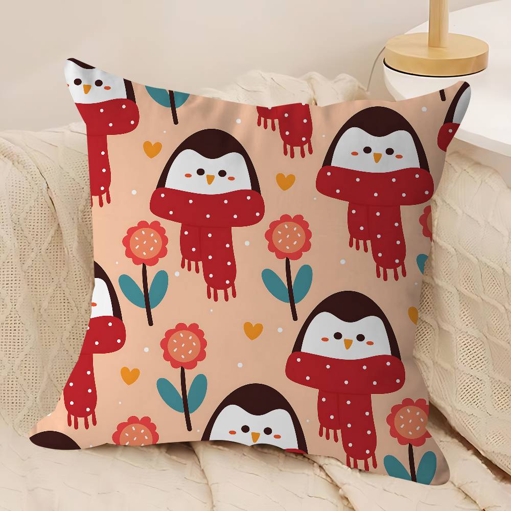 Cute Penguin Cushion Cover Car Throw Pillow Case For Sofa Car Christmas Gift 40x40cm 45x45cm