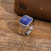 Rock Punk Geometric Square Natural Stone Signet Rings for Men, Stainless Steel Party Wear Finger Ring Gift Jewelry