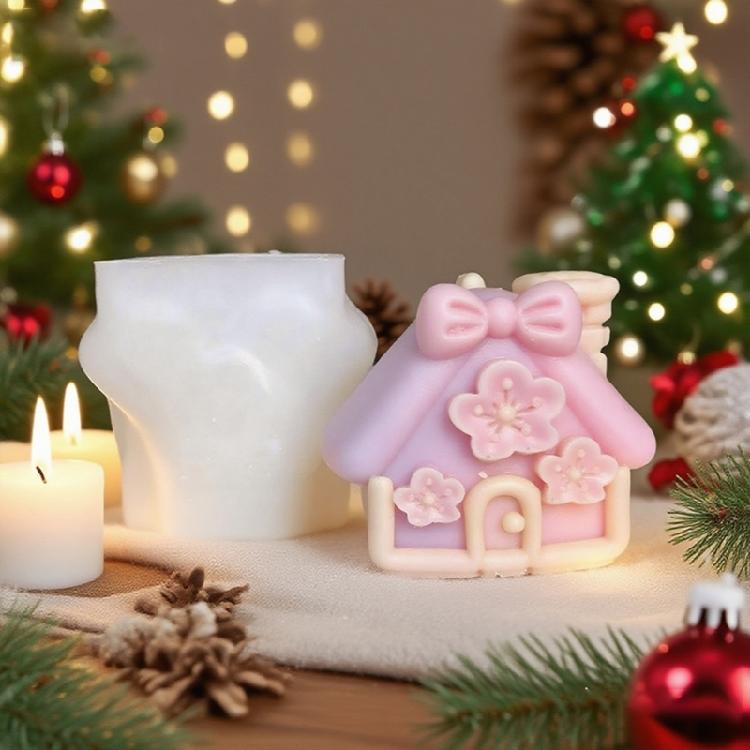 Holiday Candle Silicone Mold Christmas House Silicone Mould Baking Molds For Candle Soap Chocolate Christmas Decoration