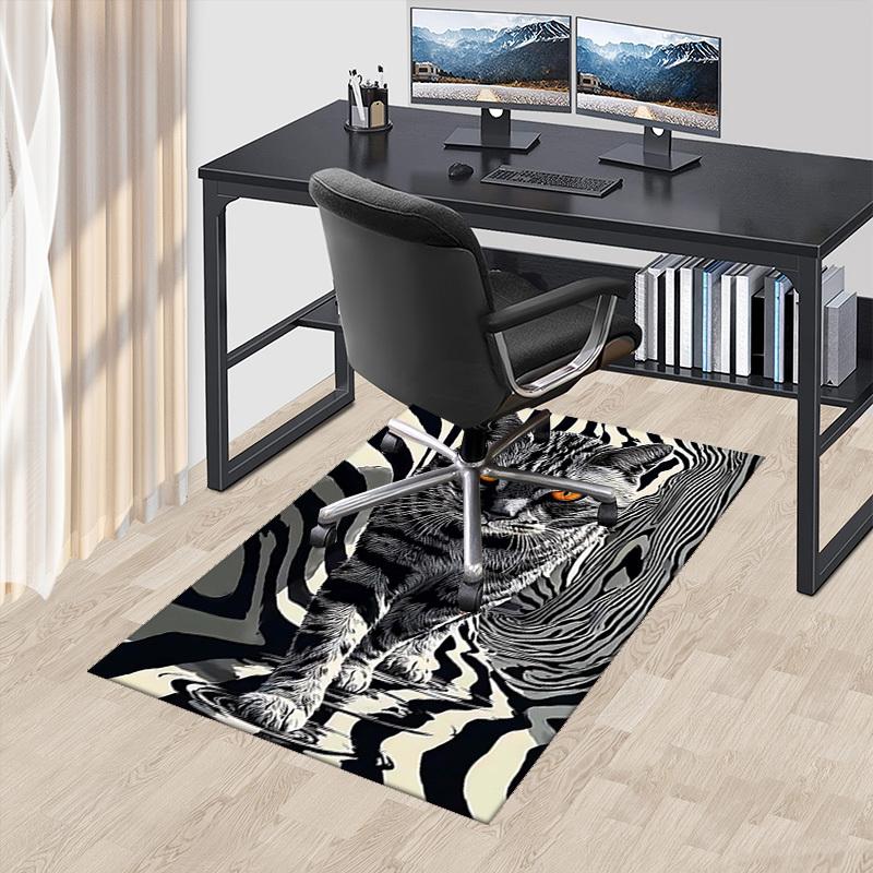 

1pc Striped Zebra Print Cat Chair Mat - Office Desk Rug, Non-Slip Carpet for Home Decor, Suitable for All Seasons, Ideal Gift for Office and Gaming Ro 60cm by 90cm