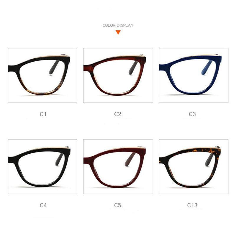 Anti Blue Light Cat Eye Prescription Eyeglasses Women Tea Frame Oval Nearsighted Glasses  Female 0 -0.5 -0.75 -1.0 To -6.0