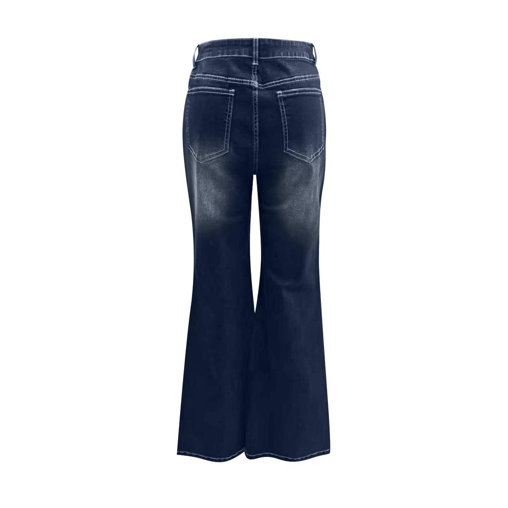 Women's European And American Style Fashionable And Versatile High Waist Wide Leg Jeans