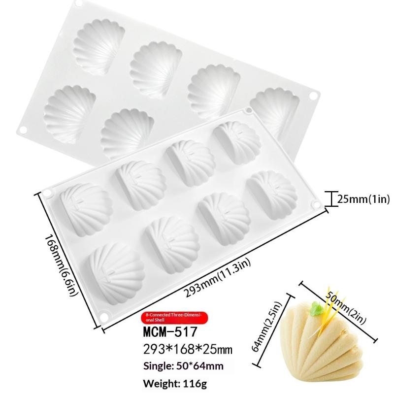 6 Cavity Shell Design Pudding Silicone Mousse Mould 3D Candy Chocolate Mold Diy Soap Model Cake Decorating Tools Bakeware