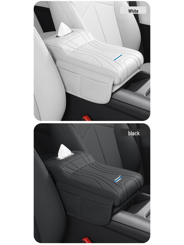 Car Armrest Heightening & Storage Pad with Tissue Box for Interior Decoration - Model z6x5x7plus