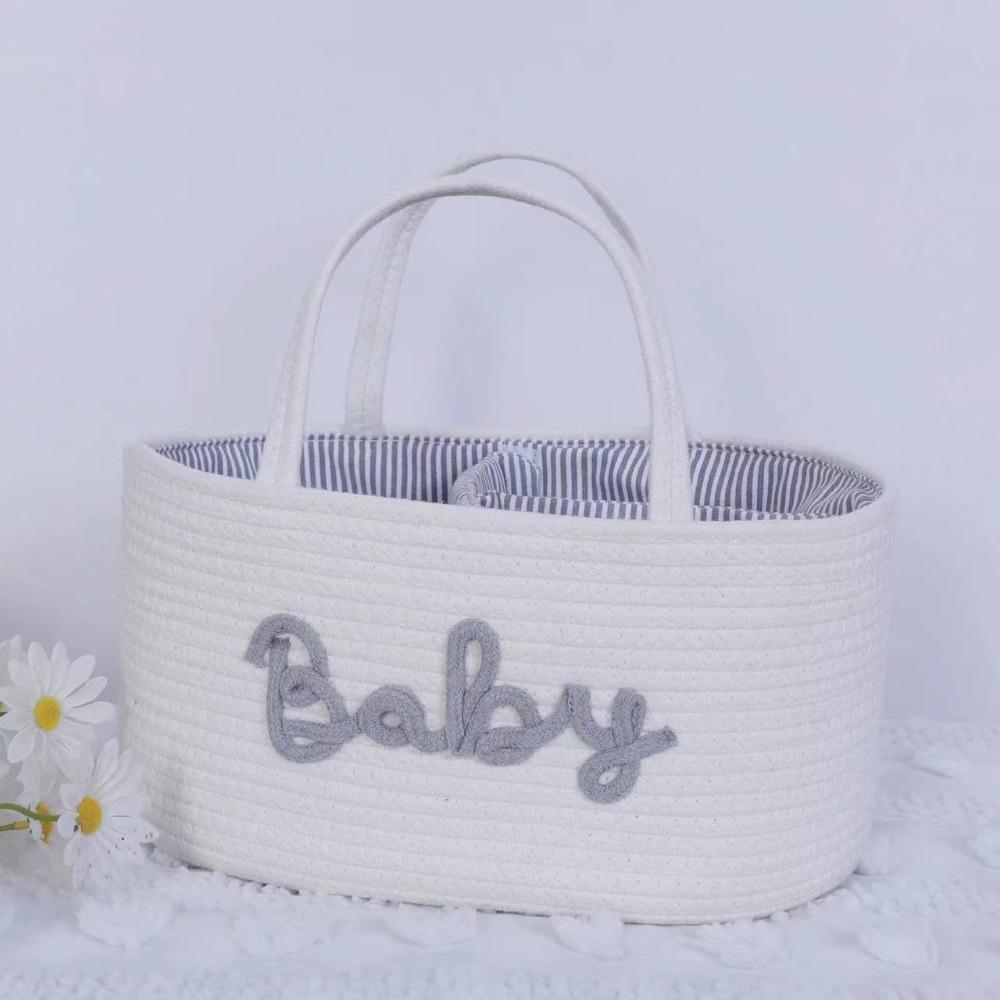 Cotton Rope Storage Basket Portable Cosmetics Storage Durable Baby Nappy Organiser  for Newborn