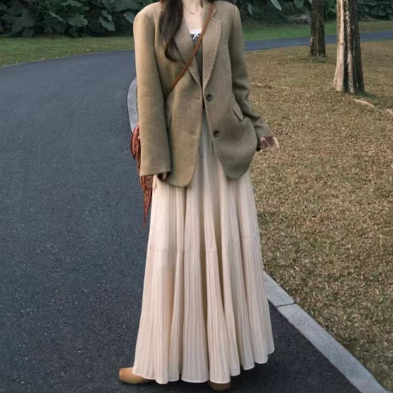 

Белая шифоновая юбка для женщин на лето, новая, с высокой талией, приталенная, А-силуэта, с широким подолом, плиссированная, длинная, юбка-торт XL