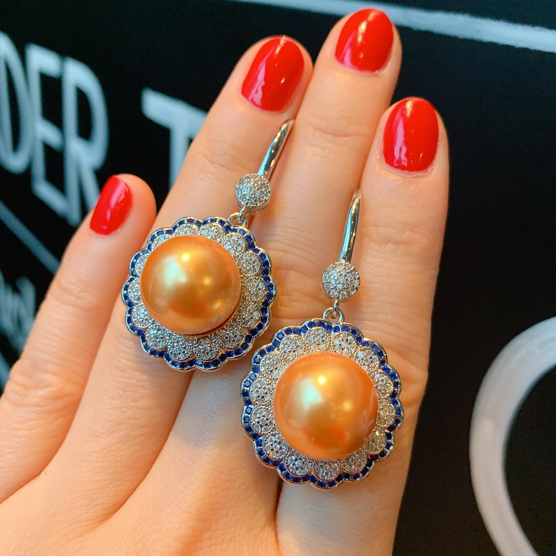 

Модные австралийские белые бусины желтые бусины жемчужные серьги женские жемчужные серьги