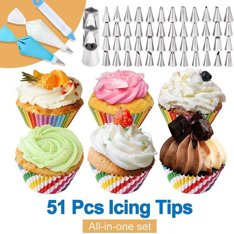 390-Piece Cake Decorating Kit With Rotating Turntable TPU Piping Bags Stainless Steel Tips Non-Electric Baking Tools
