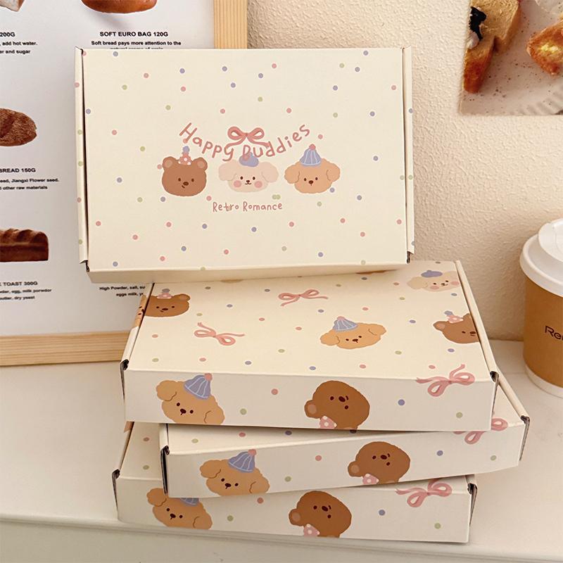 

5Pcs Gift Box Thickened Square Box Milk Yellow Cute Pet Airplane Box High Appearance Packaging Box as the picture