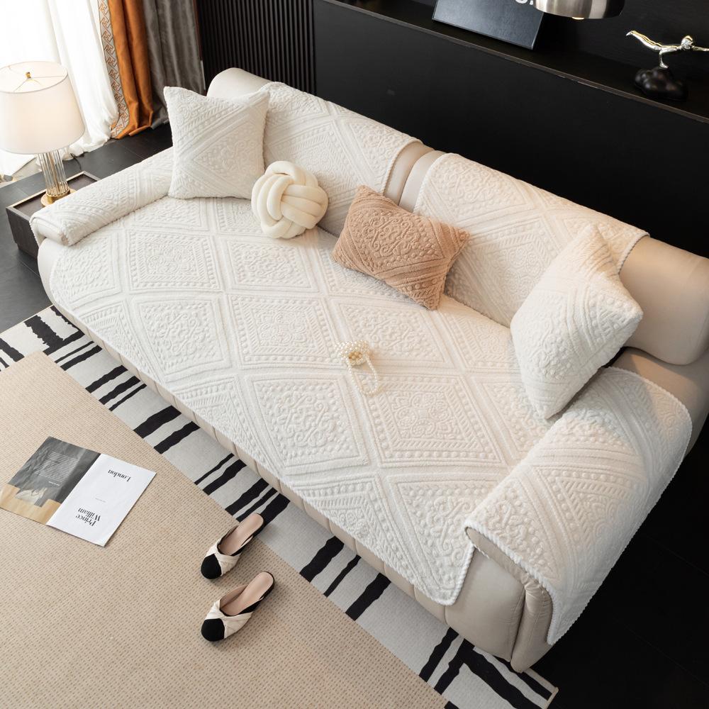 Shu Cotton Lint Sofa Cushion Autumn And Winter Nordic Simple Modern Leather Sofa Cover Thickened Seat Cushion Winter Non-Slip Cover