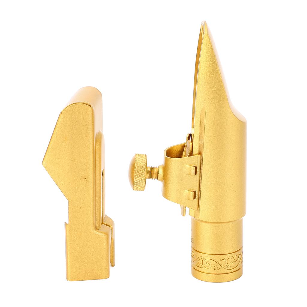 Alto Saxophone Mouthpiece with Cap Ligature Brass Metal Eb 5C Replacement for Professionals Beginner Frosted Slide Cover