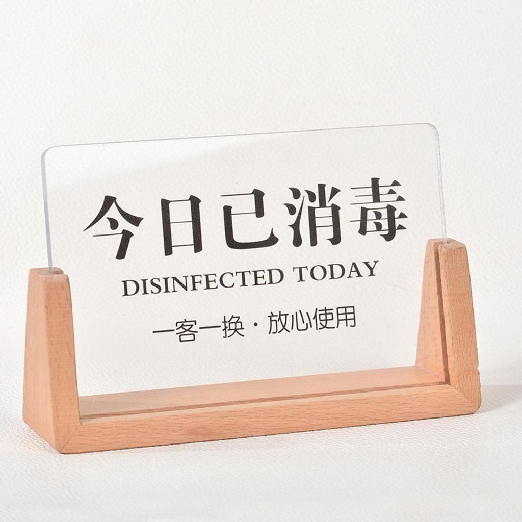 Sanitized Table Sign Today Sign for Eyelash Studio Hotel Banquet Wood Base Acrylic Panel Signage Reusable Portable