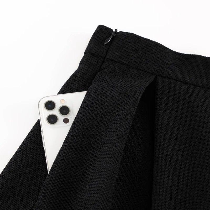 High-Waisted Midi Skirt - Spring & Autumn 2025 Versatile Hepburn Style A-Line Black Dress