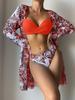 Women's Bikini Floral Sexy Quick-drying Swimsuit 3-piece Set