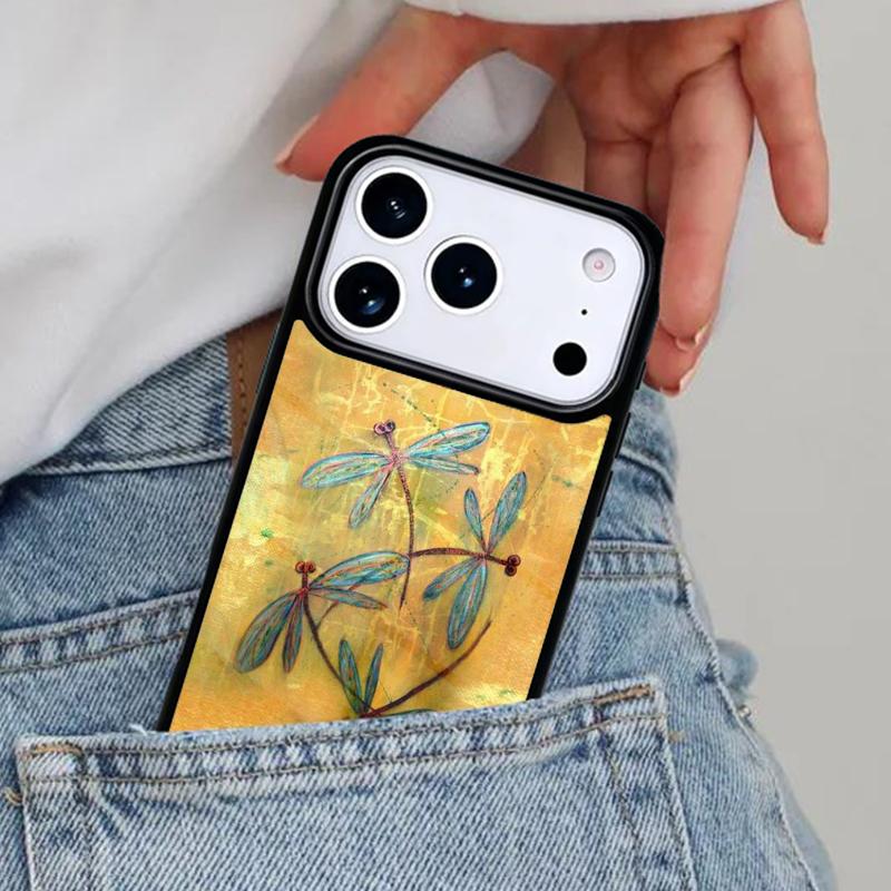 Dragonfly Insect Pattern Phone Case for iPhone 16e 15 14 13 12 17 Pro Max Plus Air 17pro Cover Coque