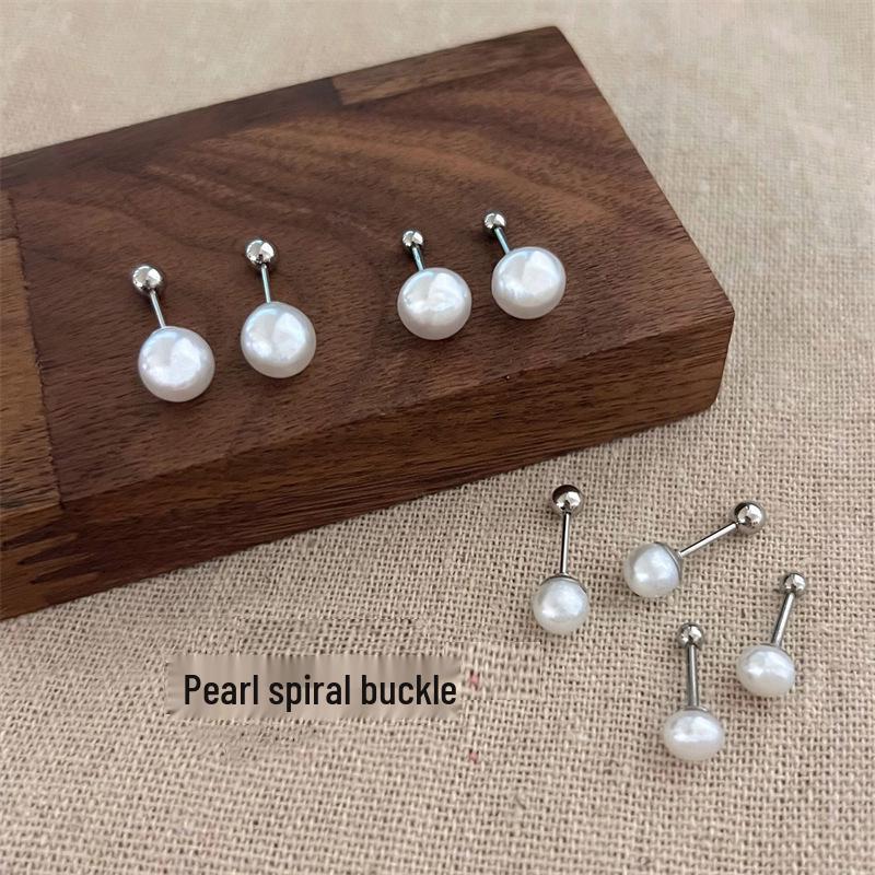 925 Silver Pearl Stud Earrings: Comfortable Pierced Earrings for Women, Perfect for Sleeping, No Need to Remove Screws to Tighten.