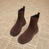 Early Autumn Suede Retro Korean Flat Women's Shoes 2025 Autumn and Winter Fashion Super Fire Thick-soled Chelsea Foreign Style Small Short Boots