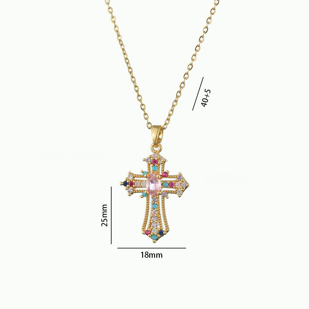 Krížový zirkónový prívesok náhrdelník Dámsky hip-hop v retro punkovej kľúčnej retiazke