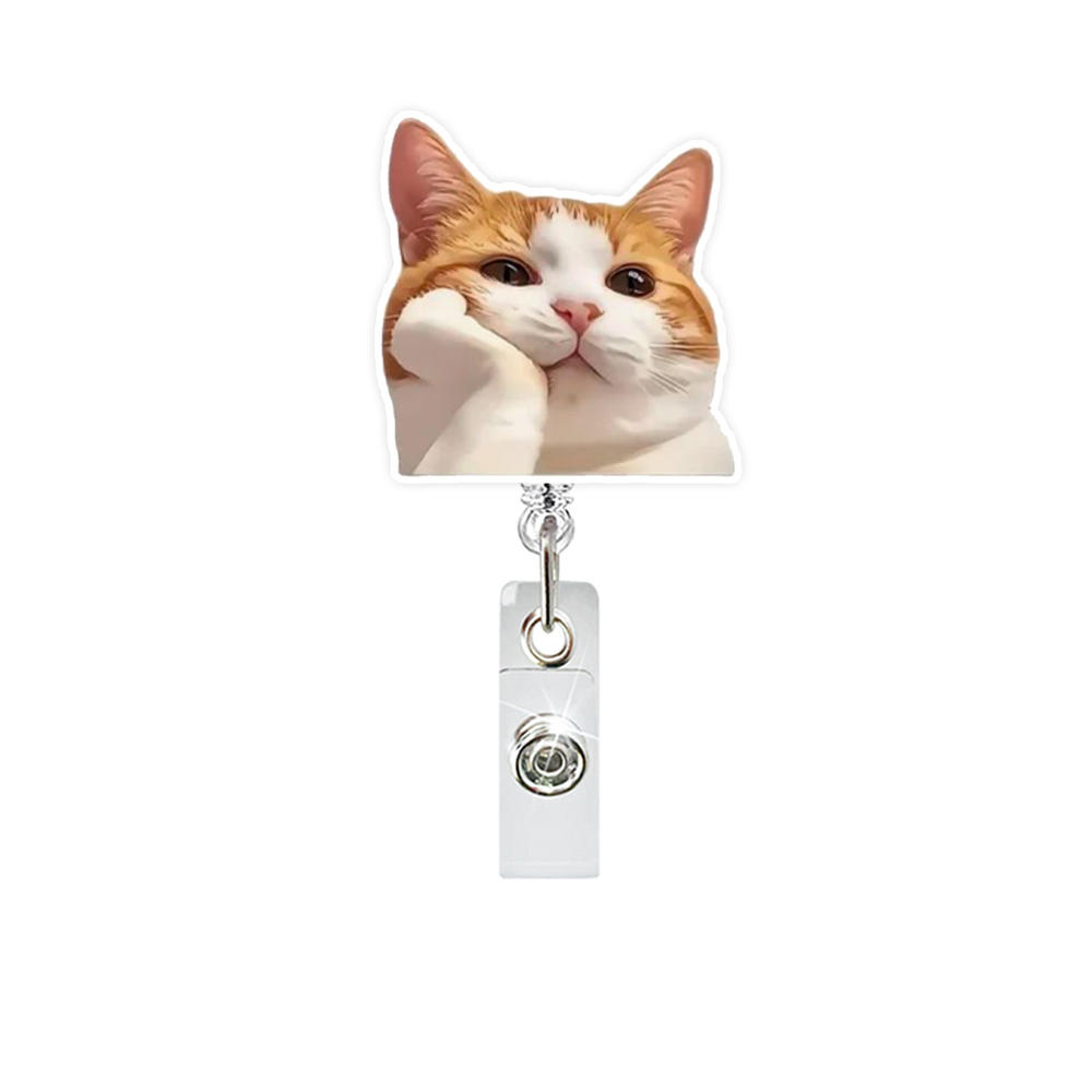 Bowknot Cat Cute Badge Holder Retractable Keychain Badge Reel Id Card Hoder Name Tag For Doctore Nurse Worker Students