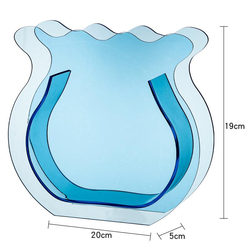 Modern Vase Transparent Colorful Creative Geometric Vase for Flowers Centerpiece Small Fish Tank Home Office Table Decor
