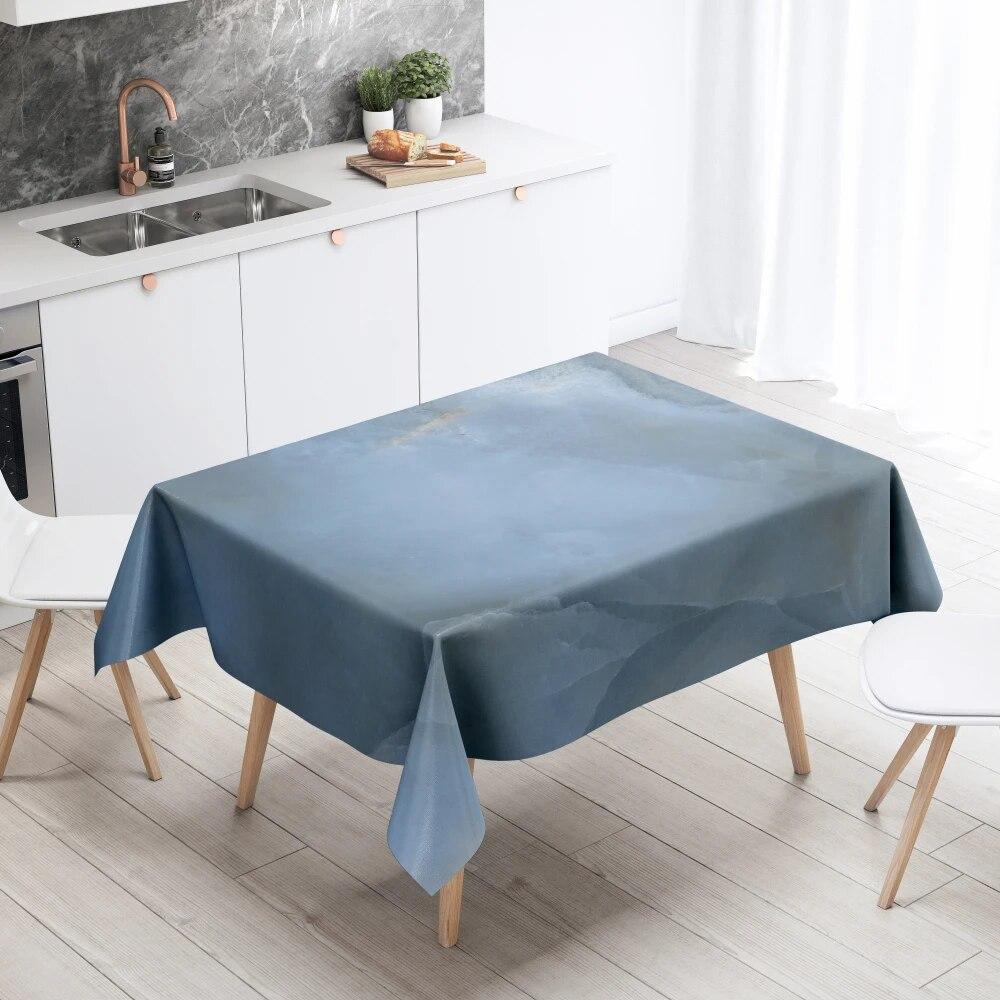 Marble Pattern Table Cloth Home Decor Stain Resistant Waterproof  Decoration Rectangular Kitchen Fireplace Countertop